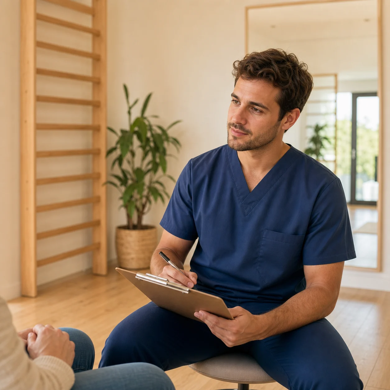 Profesional de fisioterapia durante una valoración